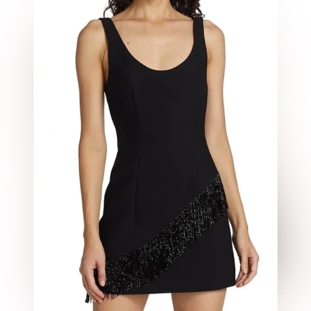 Cinq à Sept Alanna dress Black Mini with Fringe
